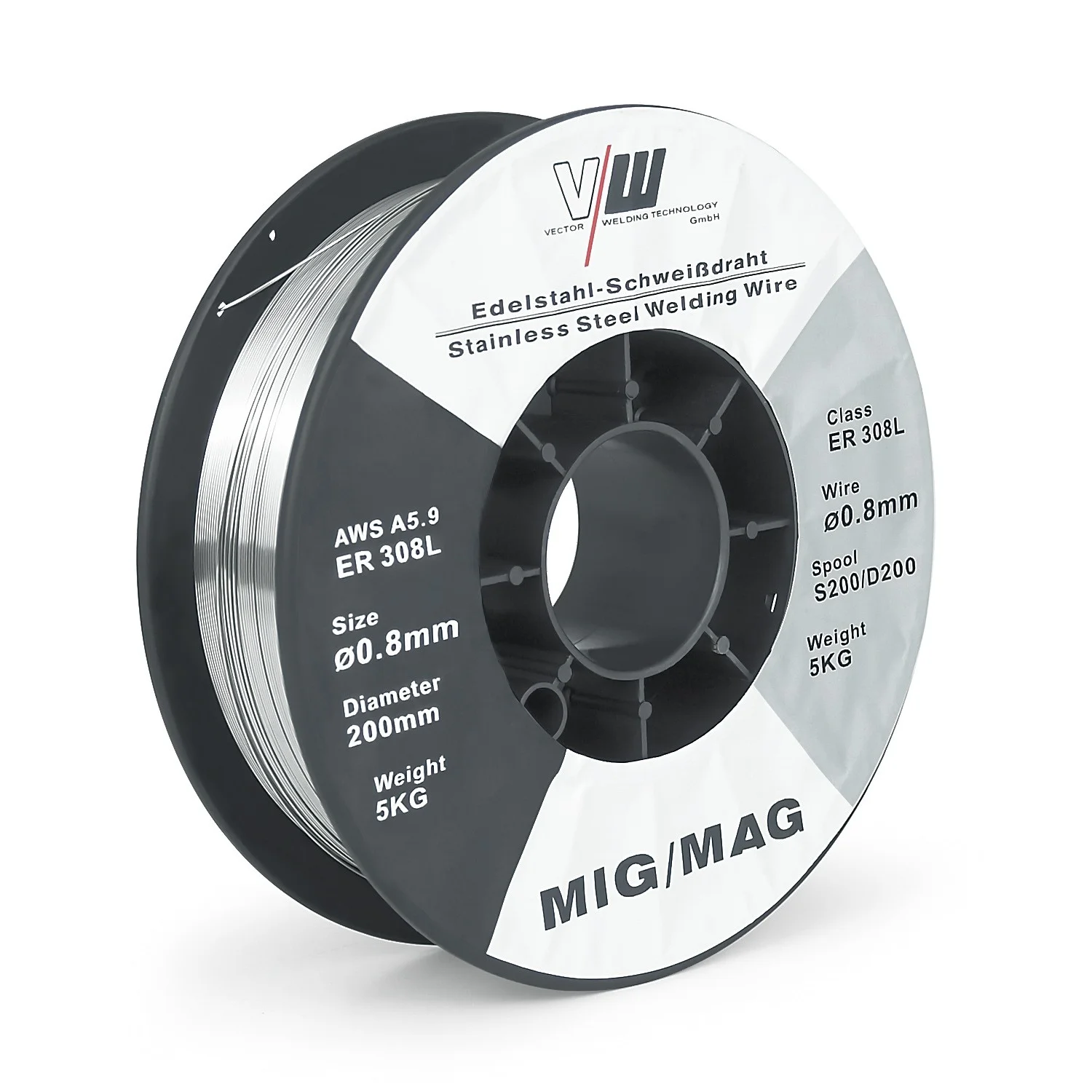 1KG Roll Of 0.8mm ER308 Stainless Steel MIG/MAG Welding Wire - V2A Stainless, 1 Spool
