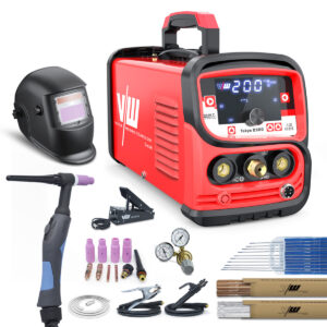 WIG Schweißgerät DC 200A, MMA, 230V, Fußpedal, Schweißhelm, Schweißstäbe, Zubehör | Tokyo 2300 Set